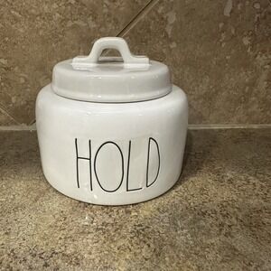 New:‎ Rae Dunn Canister "Hold" White Artisan Collection Large Letters Farmhouse